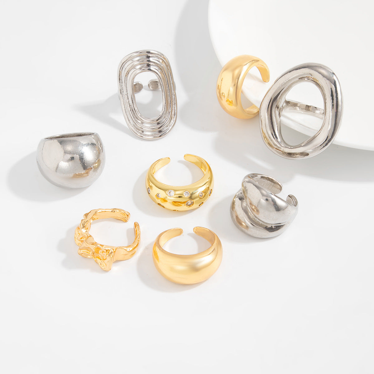 Planderful Vienna Verve Statement Ring With Textured Concave Convex Open Band For Women Bold Color Contrast