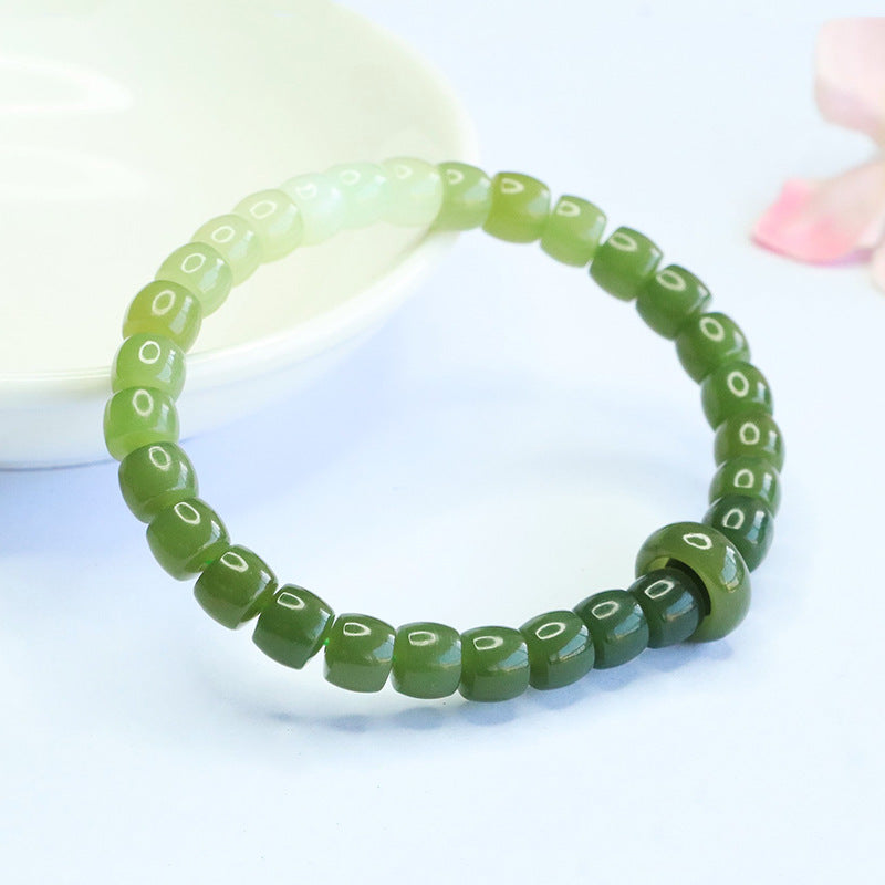 Hetian Jade Gradient Straight-Cut Slider Bracelet