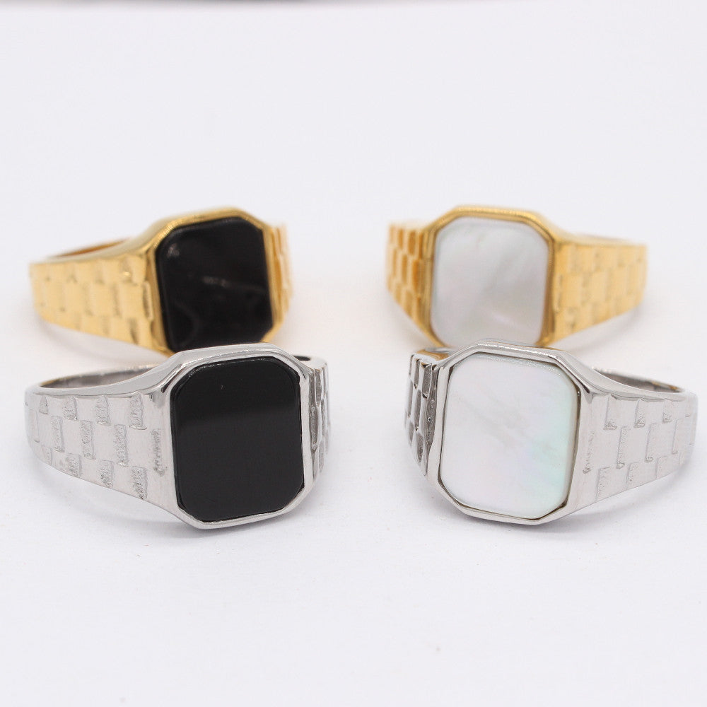 Titanium Steel Ring Unisex Minimalist Square Shell Design For Men And Women Planderful Everyday Genie