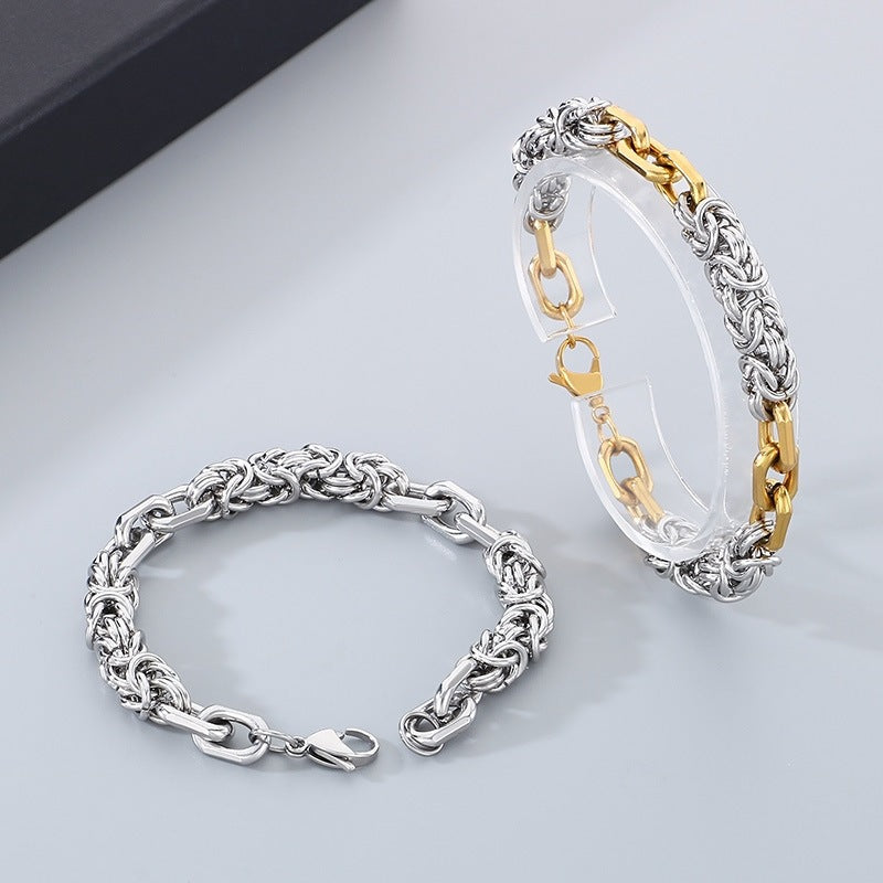 Hip-Hop Street Atmosphere Minimalist Hand-Spliced Bracelet Stainless Steel Men's