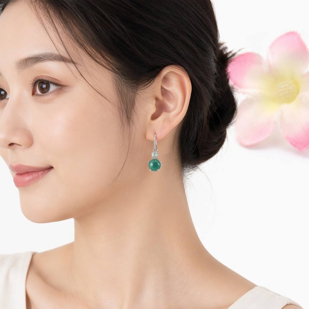 Blue-Water Jadeite Hook Earrings