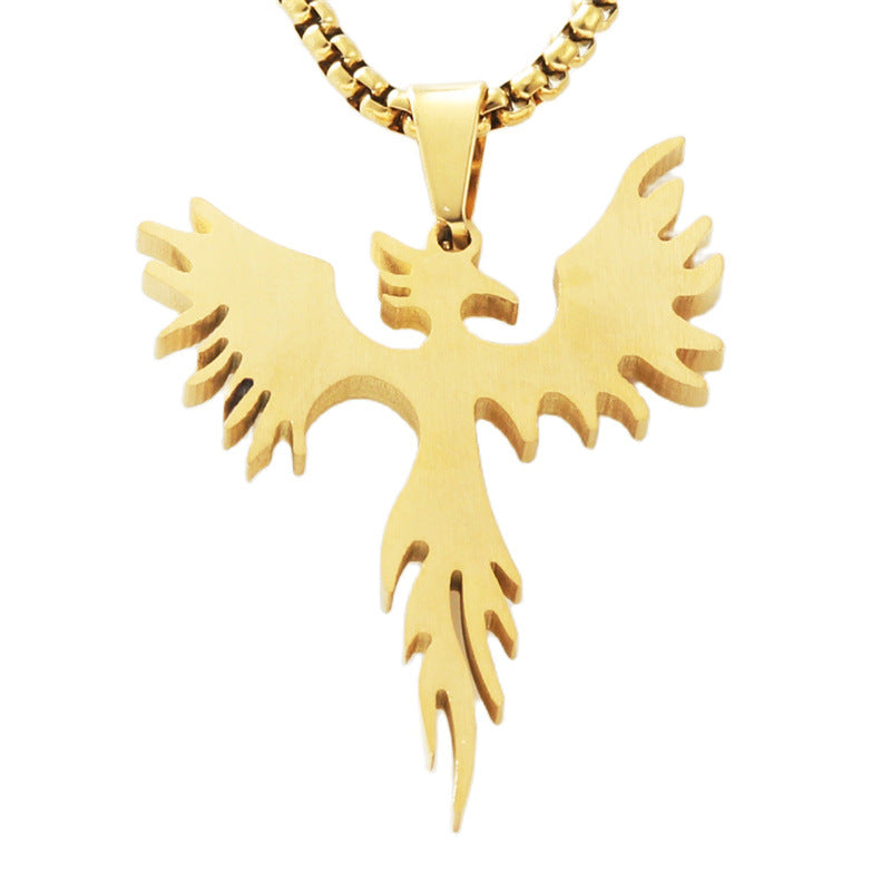 Titanium Steel Retro Fire Phoenix Pendant Necklace for Men - Trendy Personalized Design