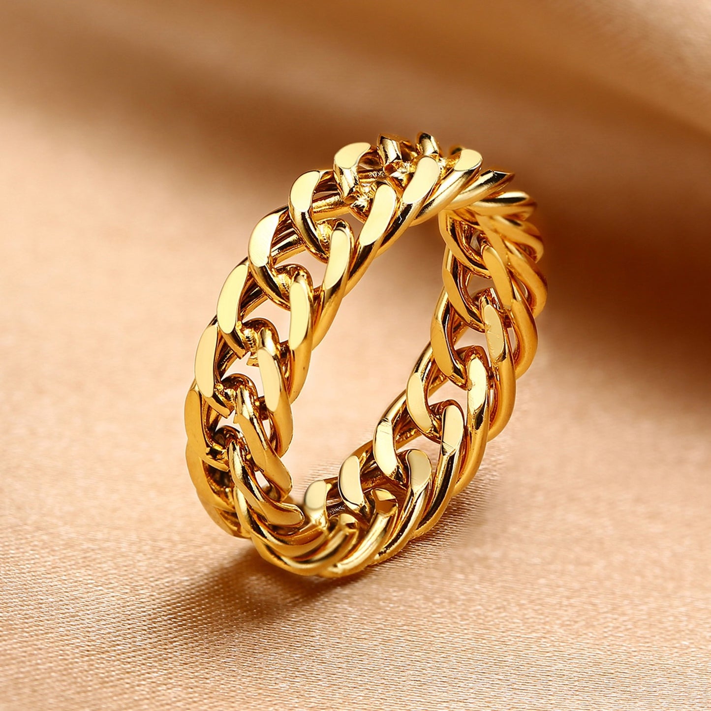 Planderful Everyday Genie Stainless Steel Chain Ring For Women Fade Resistant Hip Hop Style