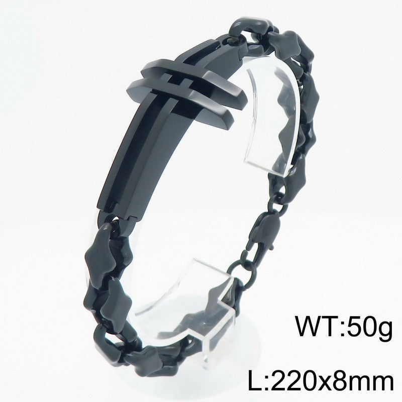 Hip-Hop Hand-Spliced – Niche Double-Layer Hollow Cross Rhombus Chain – Titanium Steel Bracelet