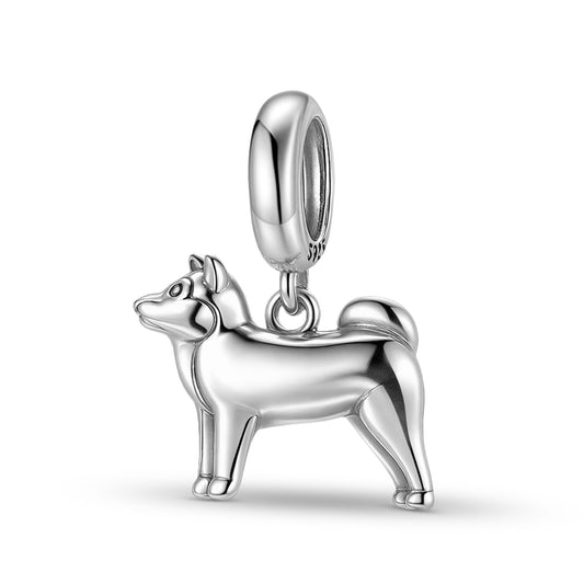 Planderful Jewelry Shiba Inu Pendant Sterling Silver Necklace Oxidized Finish Texture