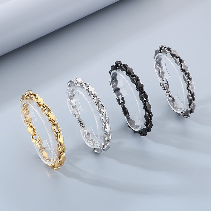 Hip Hop Quadrilateral Necklace Stainless Steel Rhombus Chain