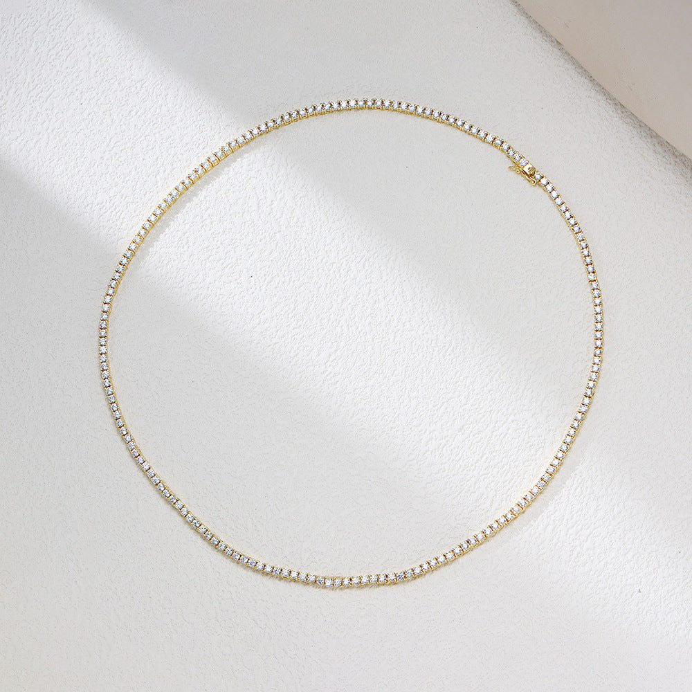 2mm Zircon Tennis Chain S925 Sterling Silver Hip Hop Full Necklace