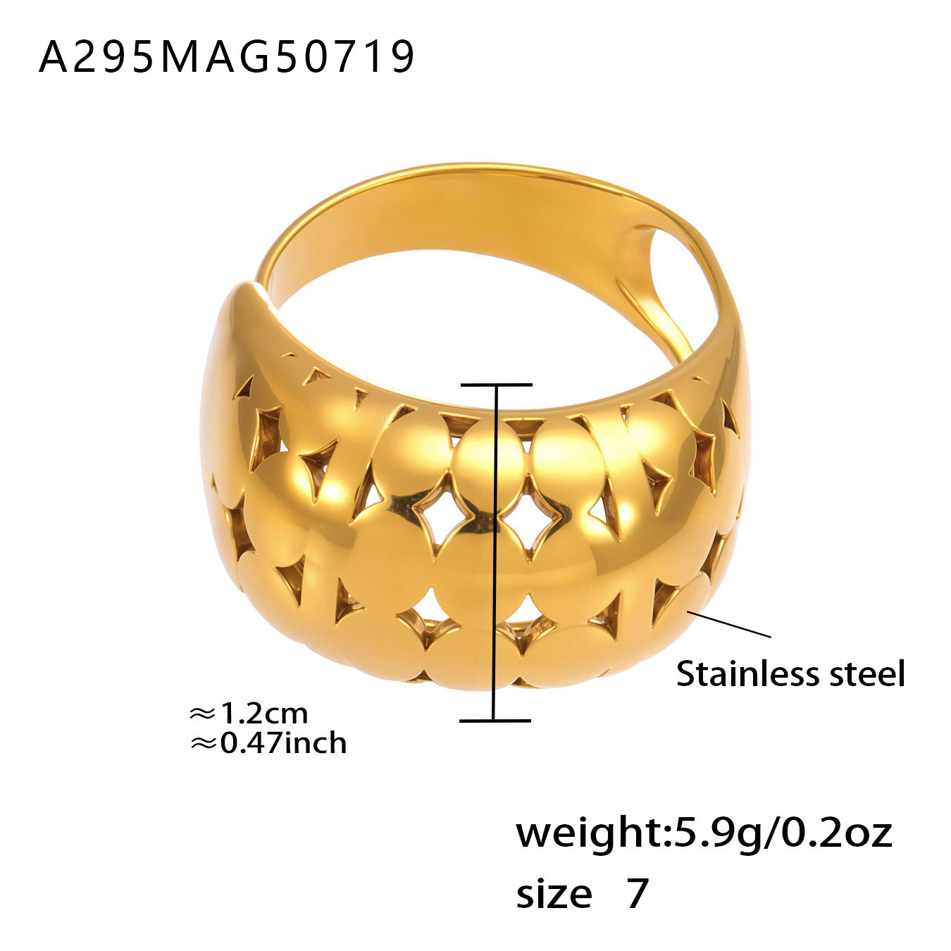 Planderful Open Knuckle Ring Titanium 18K Gold Plated Unisex