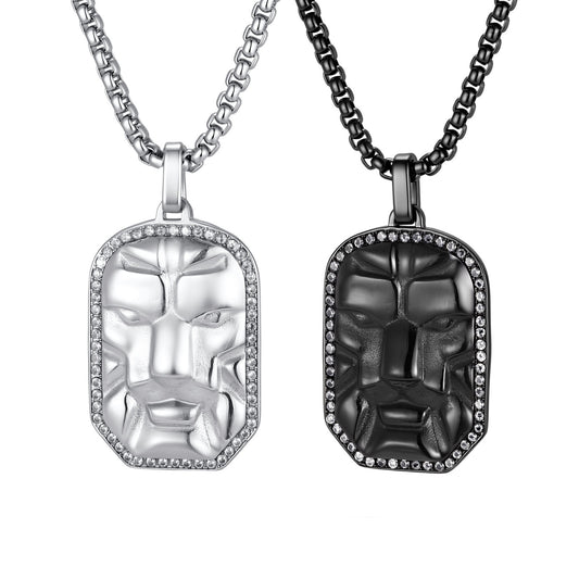 Zircon Textured Vintage Black Stainless Steel Pendant