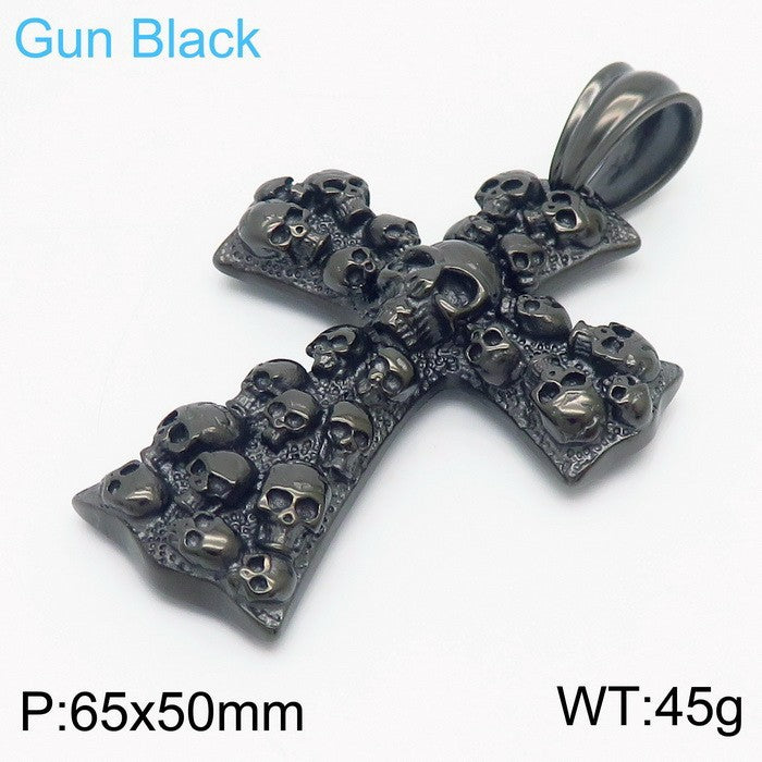 Hipster-Inspired Cross Pendant with Skull Ghost Head for Men – Personalized Punk Fashion Accessory