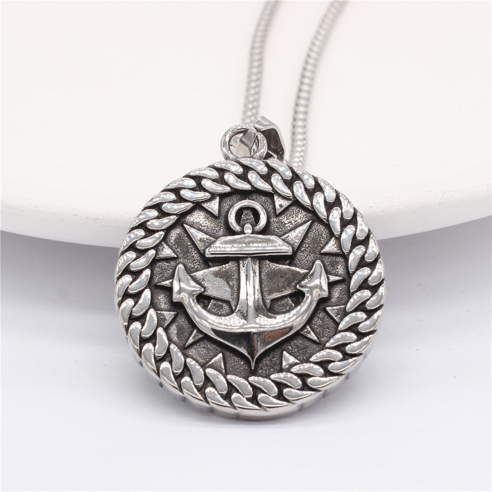 Anchor Pendant Necklace Titanium Steel Durable Unisex Naval Retro Style Statement Piece Planderful