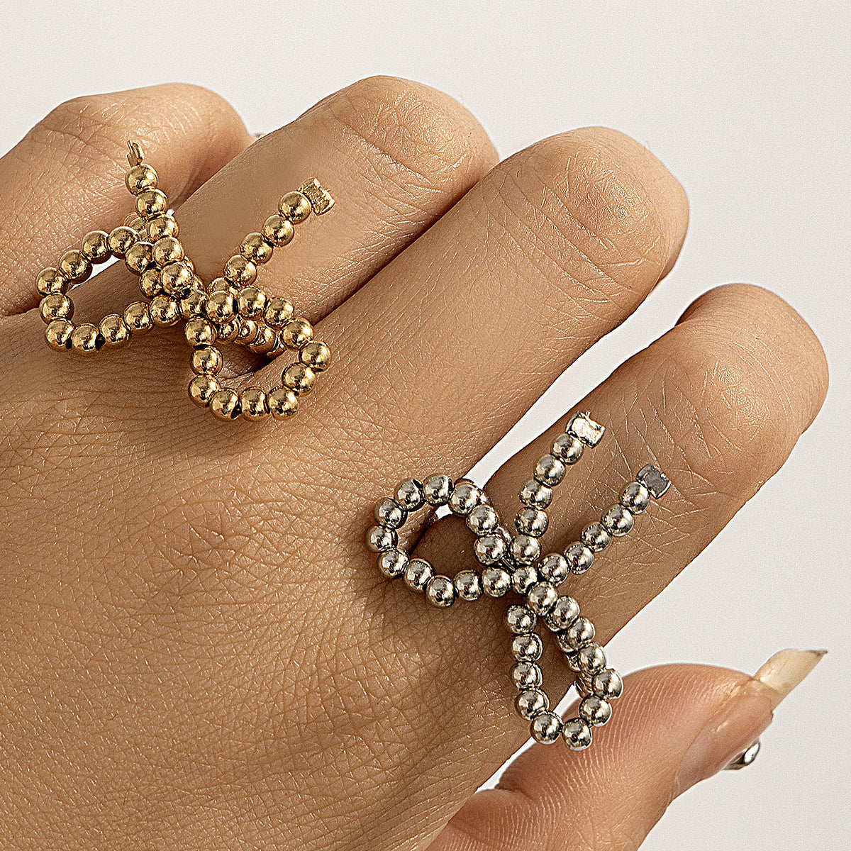 Planderful Bow Ring With Pearl Beads Metal Statement Ring For Women Vienna Verve