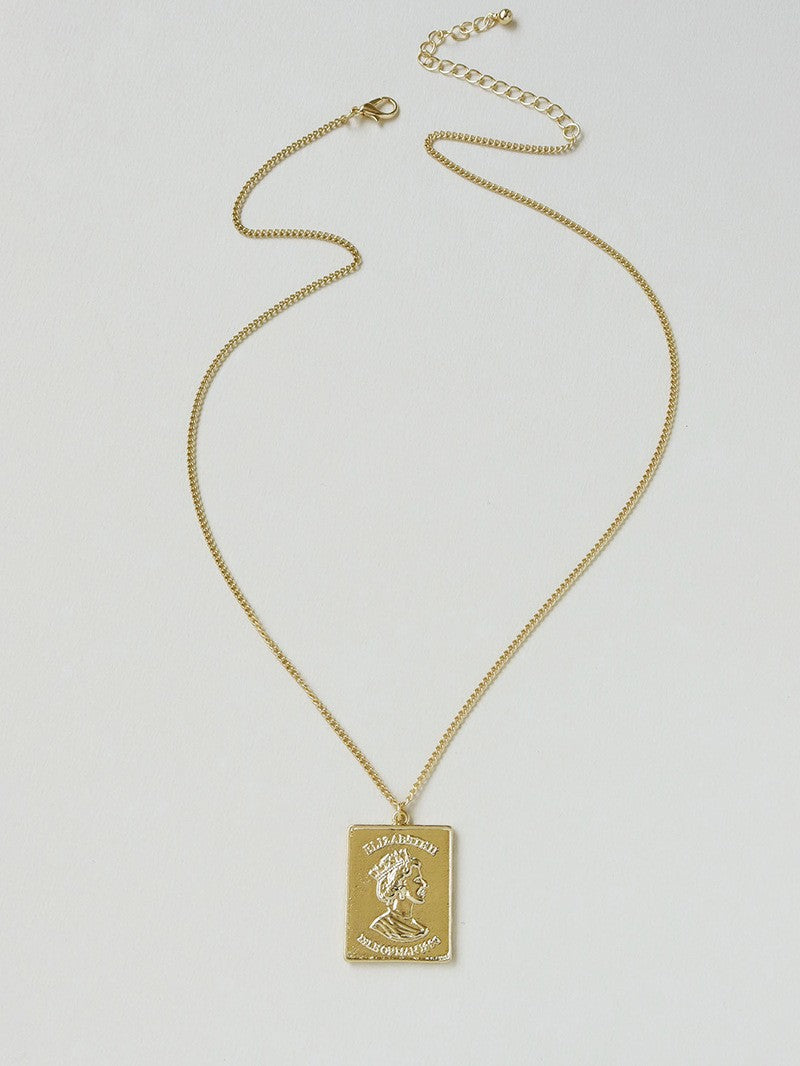 Exaggerated Retro Fashion Queen Gold Coin Necklace - Vienna Verve Collection