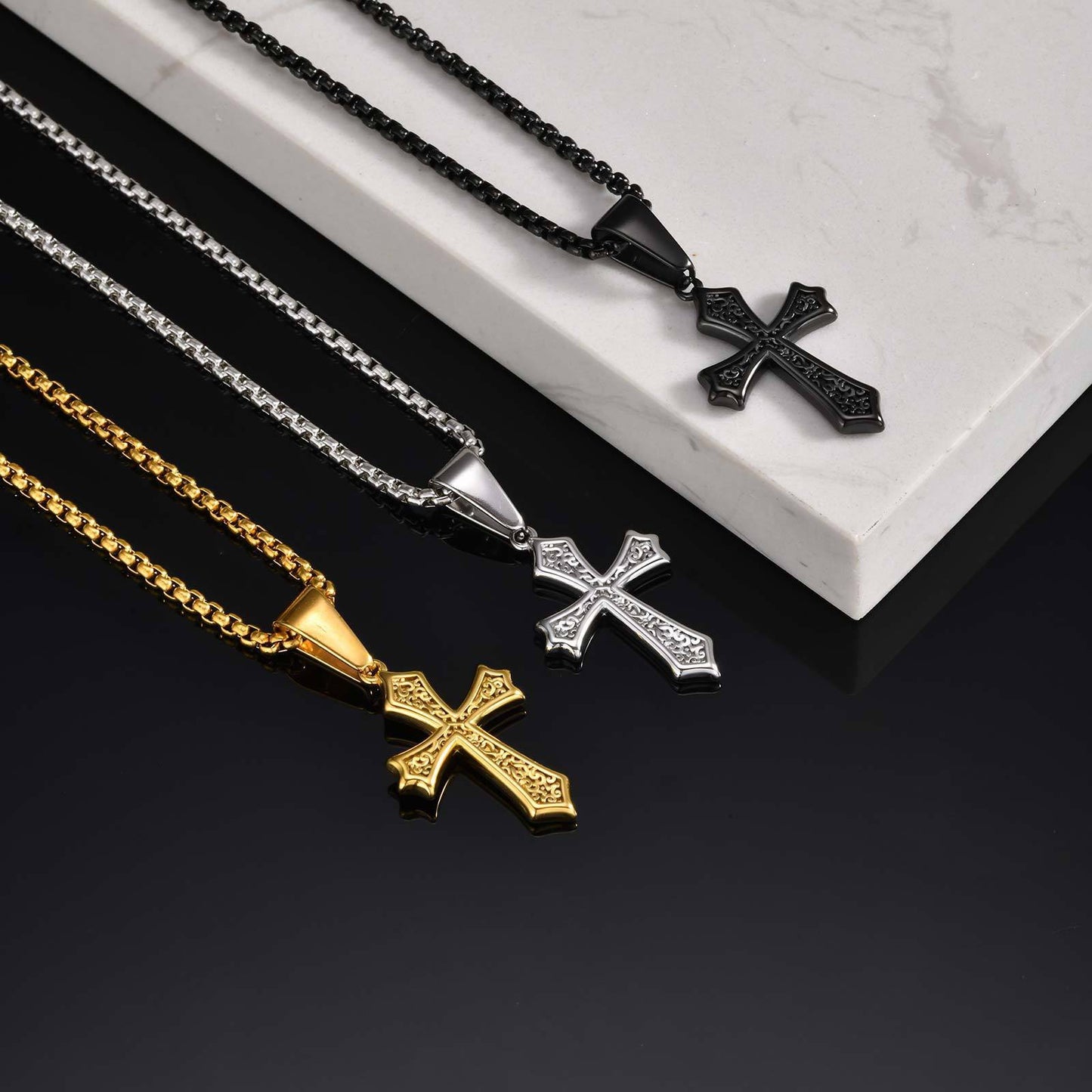 Titanium Steel Cross Pendant Necklace Unisex Luxury Versatile Design Planderful Everyday Genie