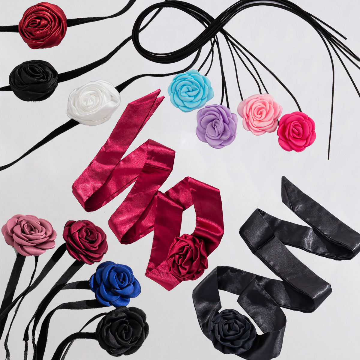 European and American Style Elegant Velvet Flower Choker Necklace With Cross-border Charm