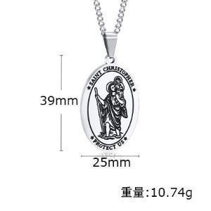 Saint Christopher Vintage Black Stainless Steel Pendant for Men