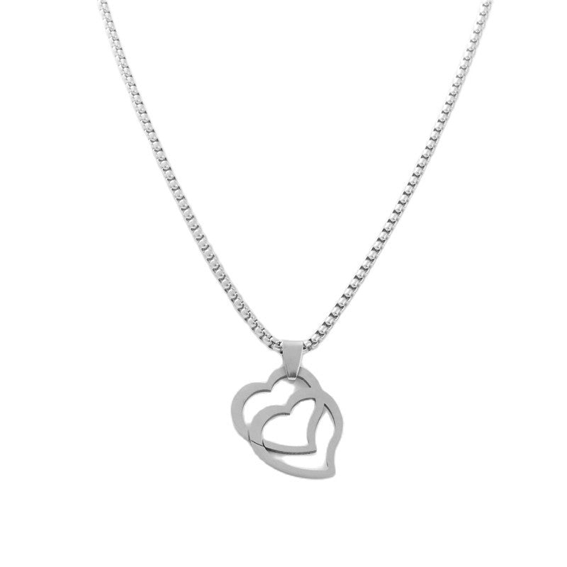 Trendy Men's Personalized Titanium Steel Hollow Heart Pendant Necklace