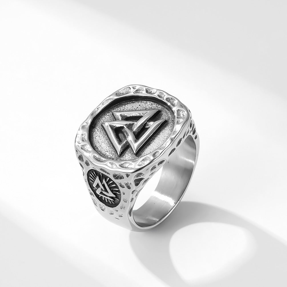 Planderful Viking Odin Triangle Ring For Men Stainless Steel Symbol Jewelry With Bold Nordic Heritage