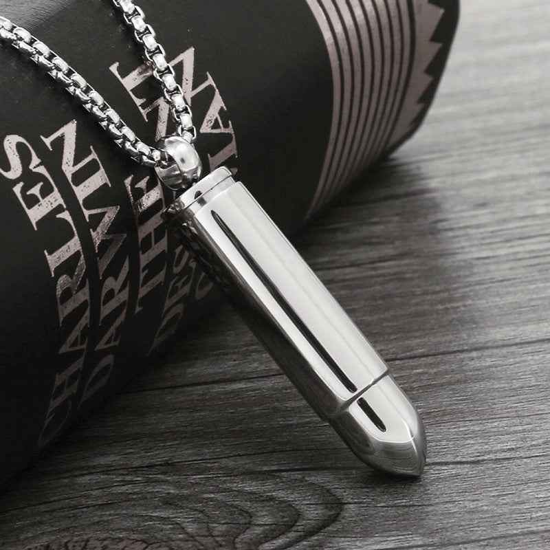 1. Planderful Stainless Steel Bullet Pendant Necklace Unisex Hip Hop Style Jewelry Gift