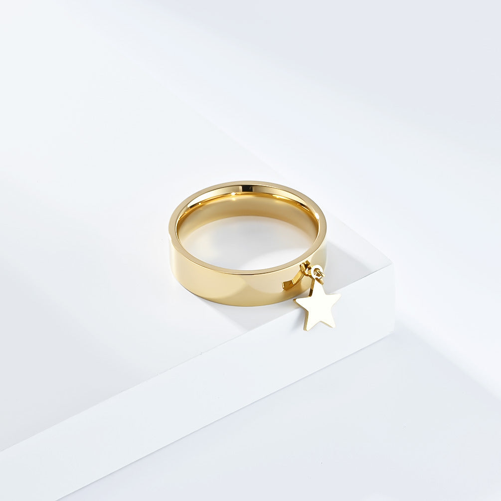 Neutral Wind Star Moon Butterfly Cross Stainless Steel Ring for Men and Women Accessories