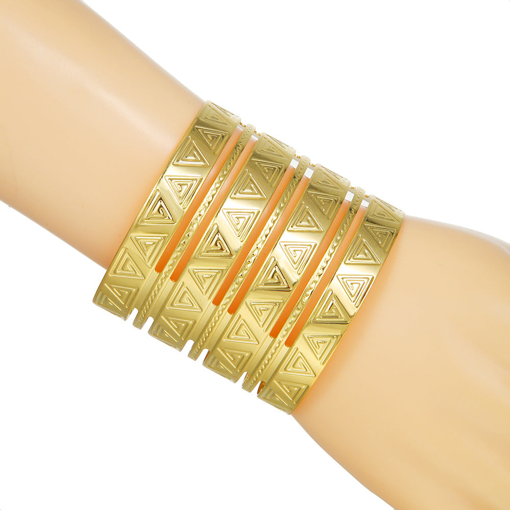 Embossed Egyptian Pharaoh Metal Bracelet with Vienna Verve Touch