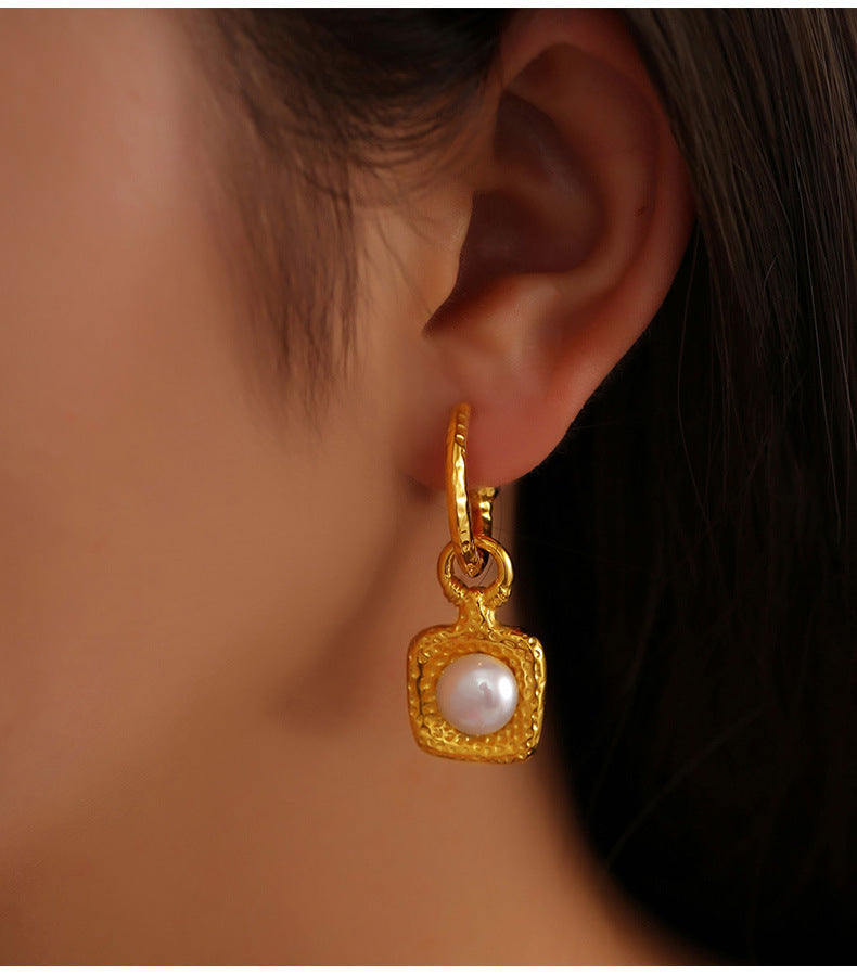 Shell Bead Inlaid Titanium Steel Fashion Jewelry Set