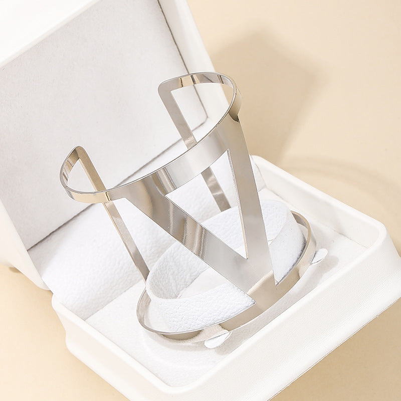 Exaggerated Geometric Triangle Wide Face Bracelet - Vienna Verve Collection