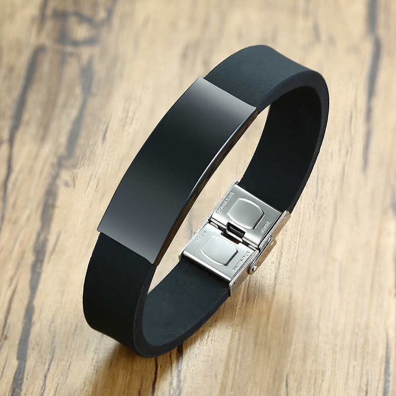 Cross-Border Curved Brand Silicone Bracelet for Men