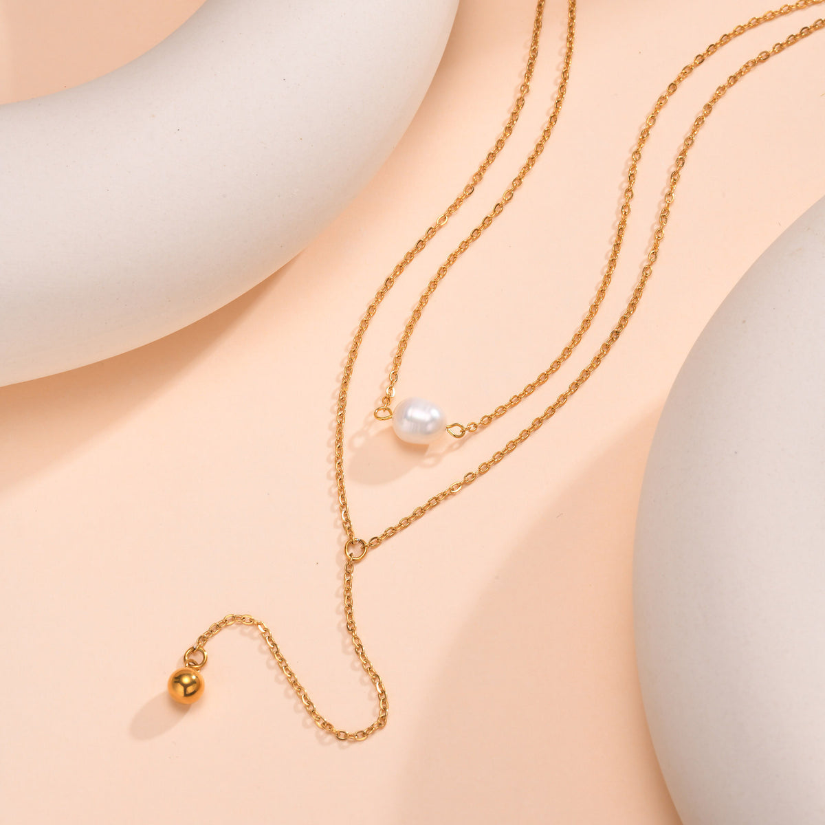 A Variety Of Y-Shaped Necklace – Women's Gold Imitation Pearl Tassel Stacked With Style