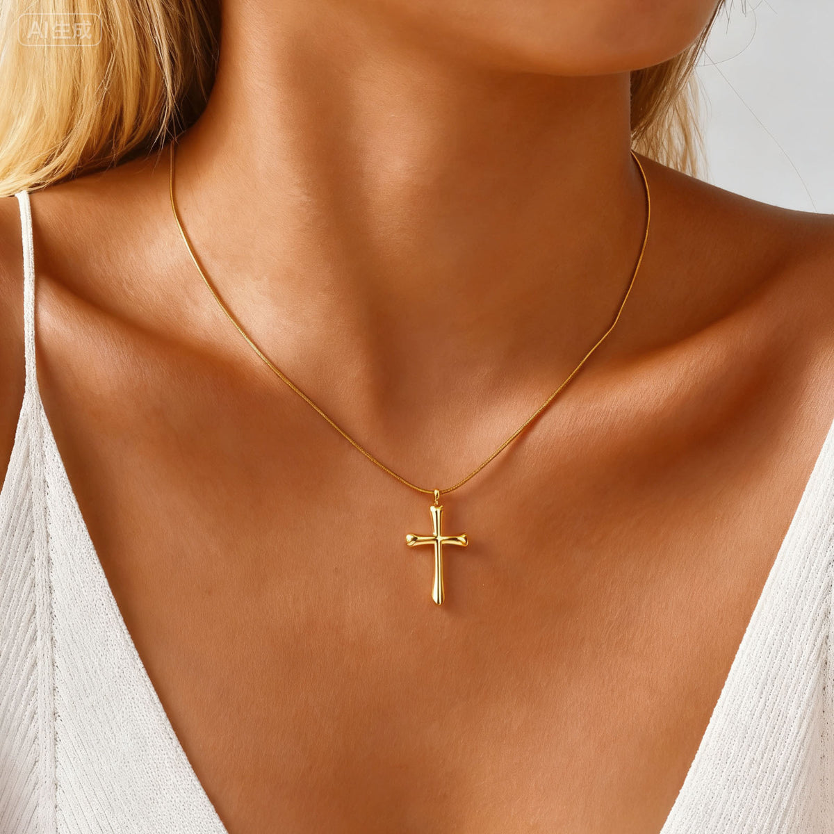 Smooth Cross Pendant Necklace — Gold or Silver