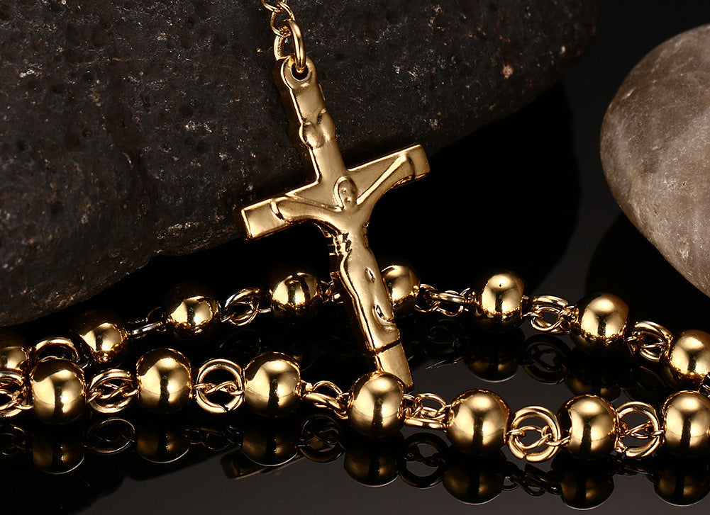 Wholesale Trinkets Titanium Steel Gold Cross Pendant Necklace
