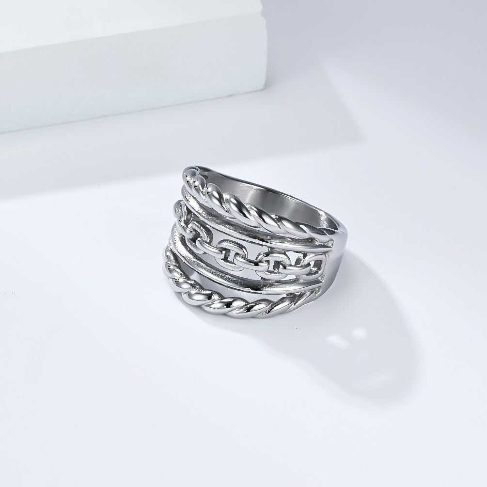 Planderful Everyday Genie Unisex Multi Strand Twist Chain Ring Bold Fashion Statement