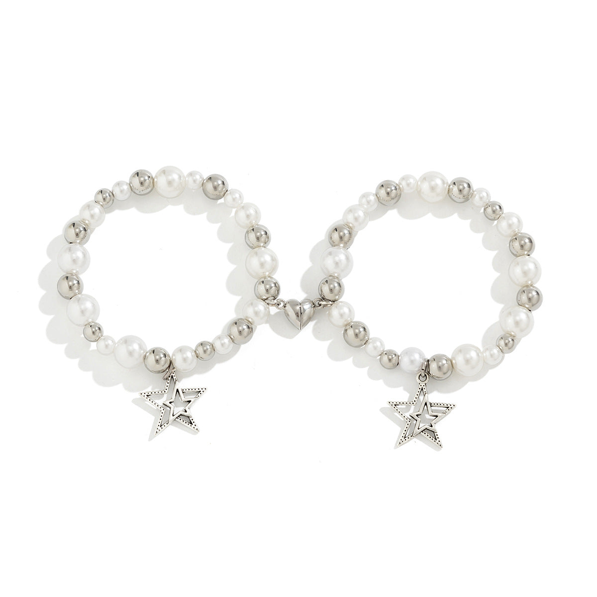 **Starry Pendant and Tassel Bracelet Set with Magnetic Heart Bracelet**
