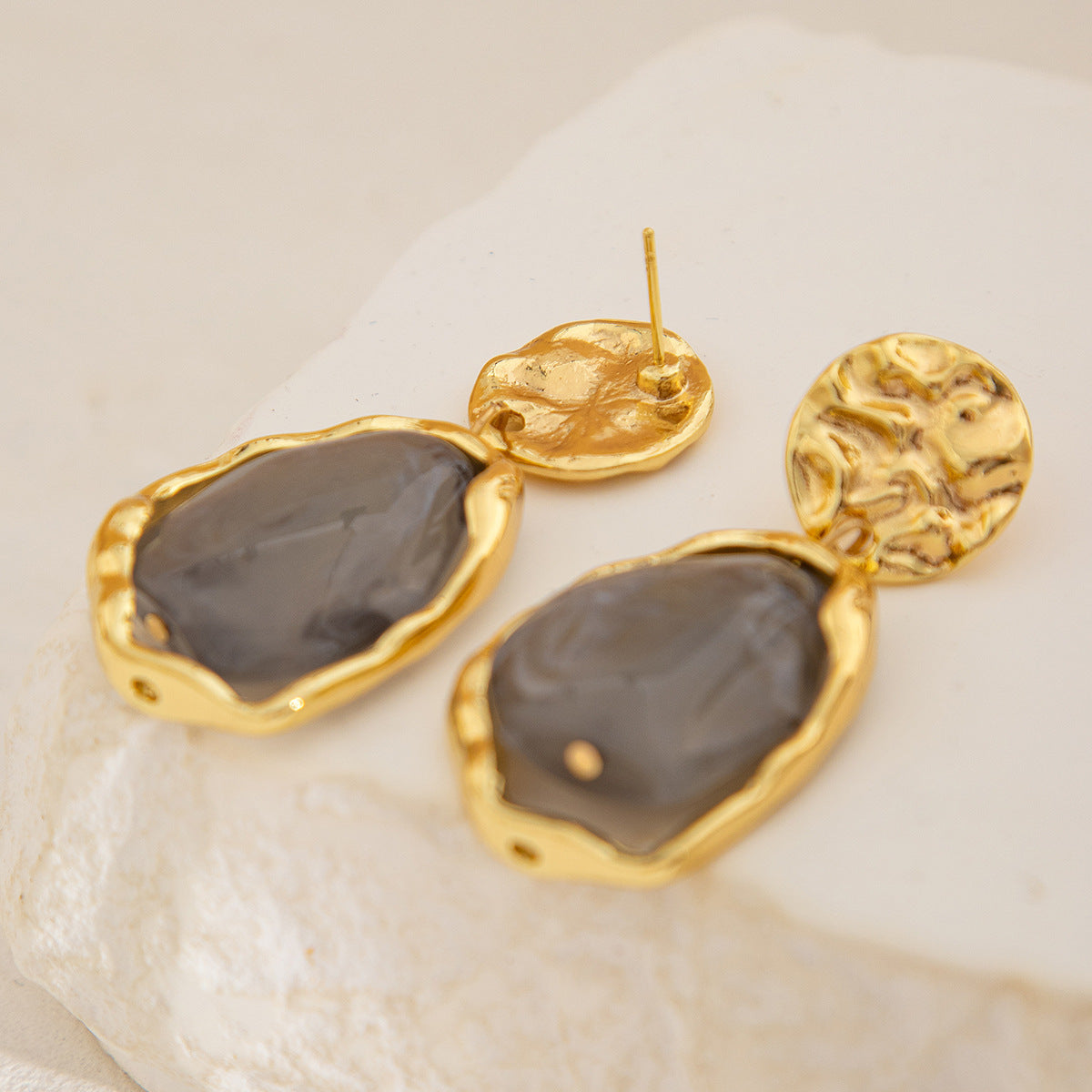 Planderful Imitation Pearl Earrings, Liquid Metal Pleated Studs, Irregular Design, Statement Jewelry for Modern Women
