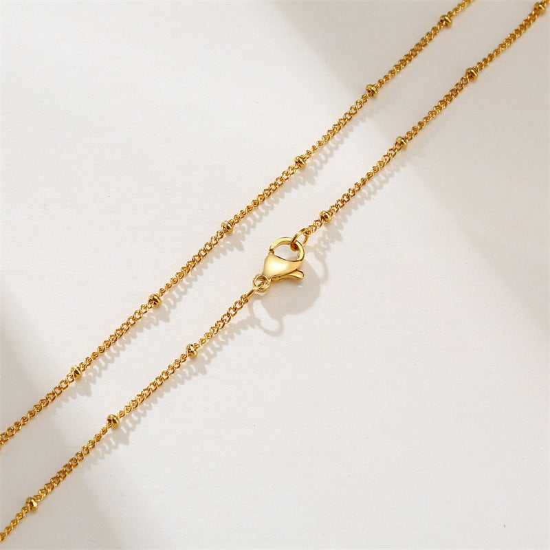 Stainless Steel Bead Chain Necklace Gold Women's 2MM Chain