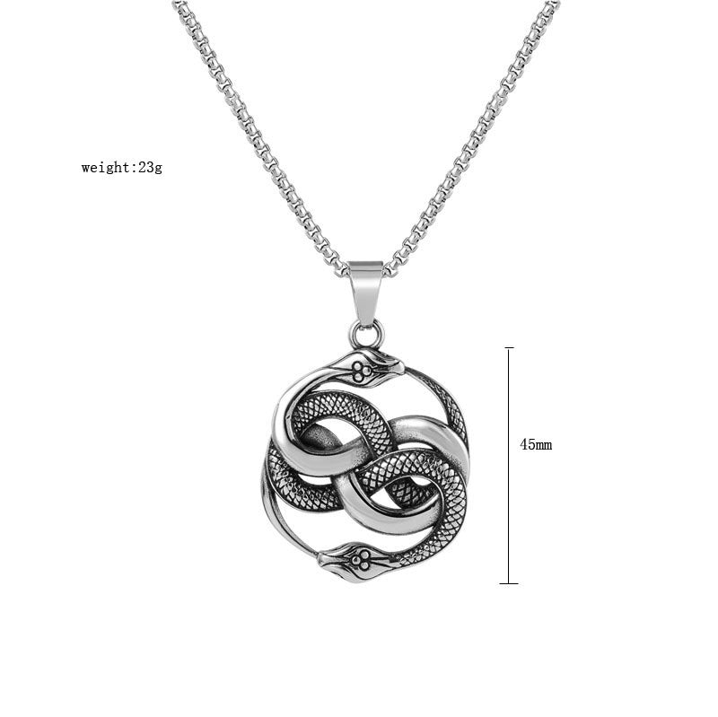 Stainless Steel Double Snake Pendant Unisex MustHave Jewelry Protection Symbol By Planderful Everyday Genie Collection