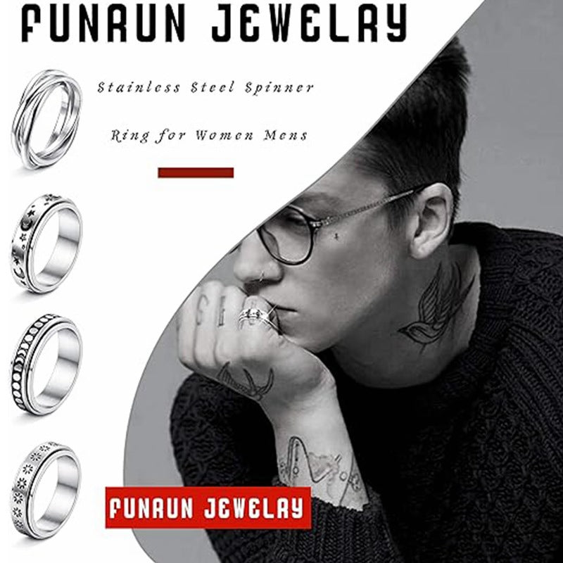 Planderful Matte Stainless Steel Couple Ring Rotating