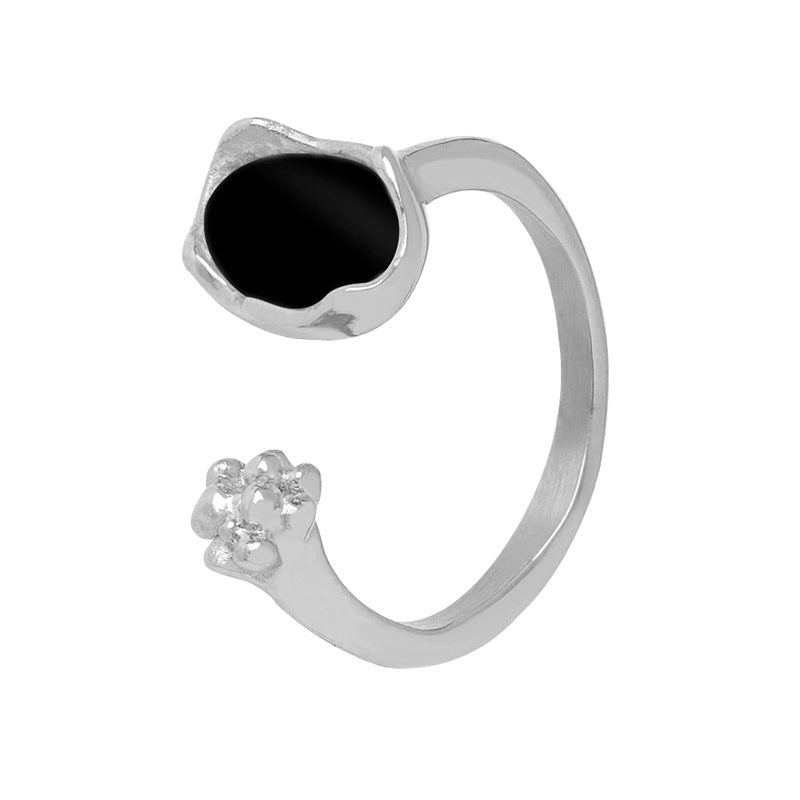 Elegant Titanium Steel Gold-Plated Ring with Zircon Colored Shell Inlay