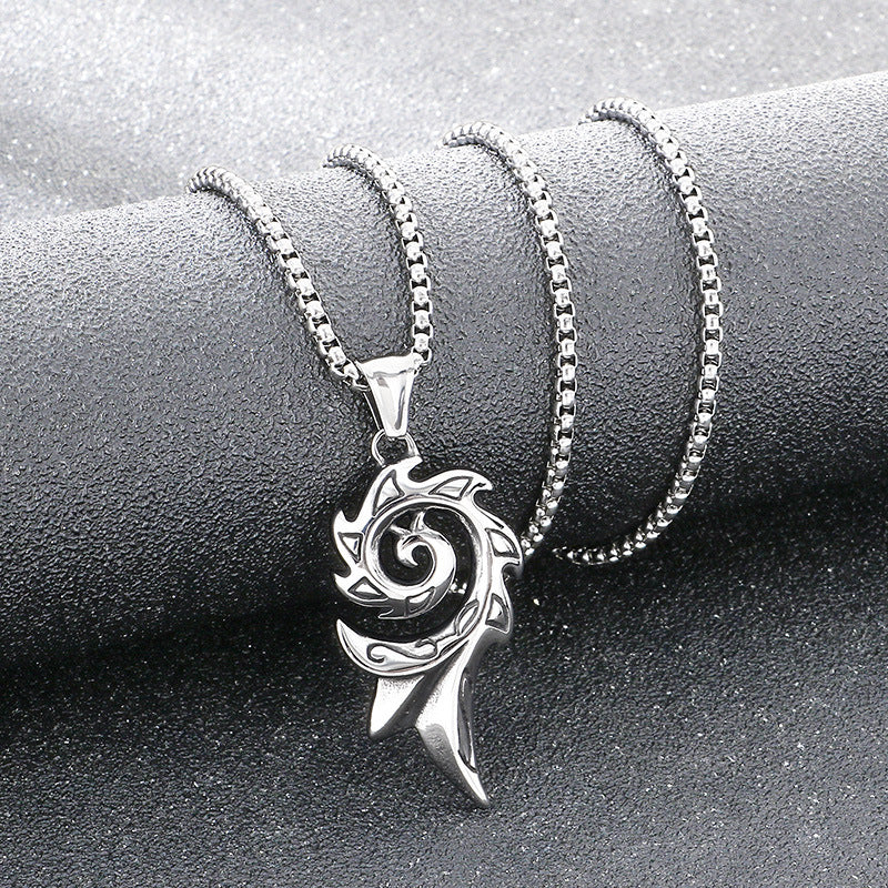 Mythical Moon Celtic Knot Amulet Phoenix Flame Hexagram Titanium Steel Men's Pendant Necklace
