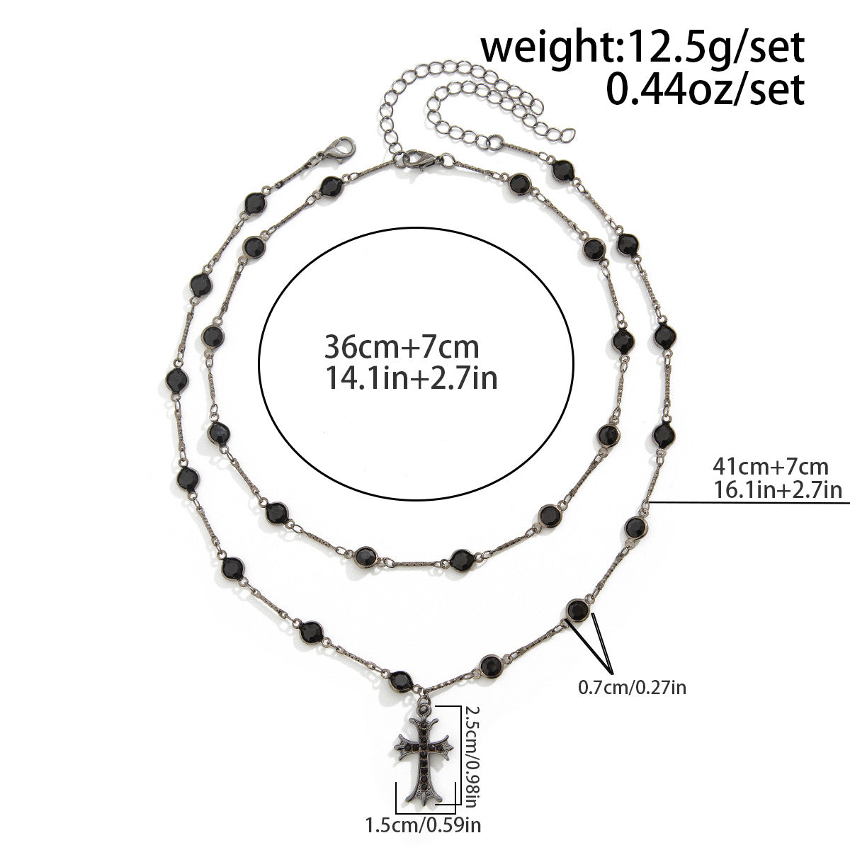 Gothic Cross & Star Rhinestone-Style Choker