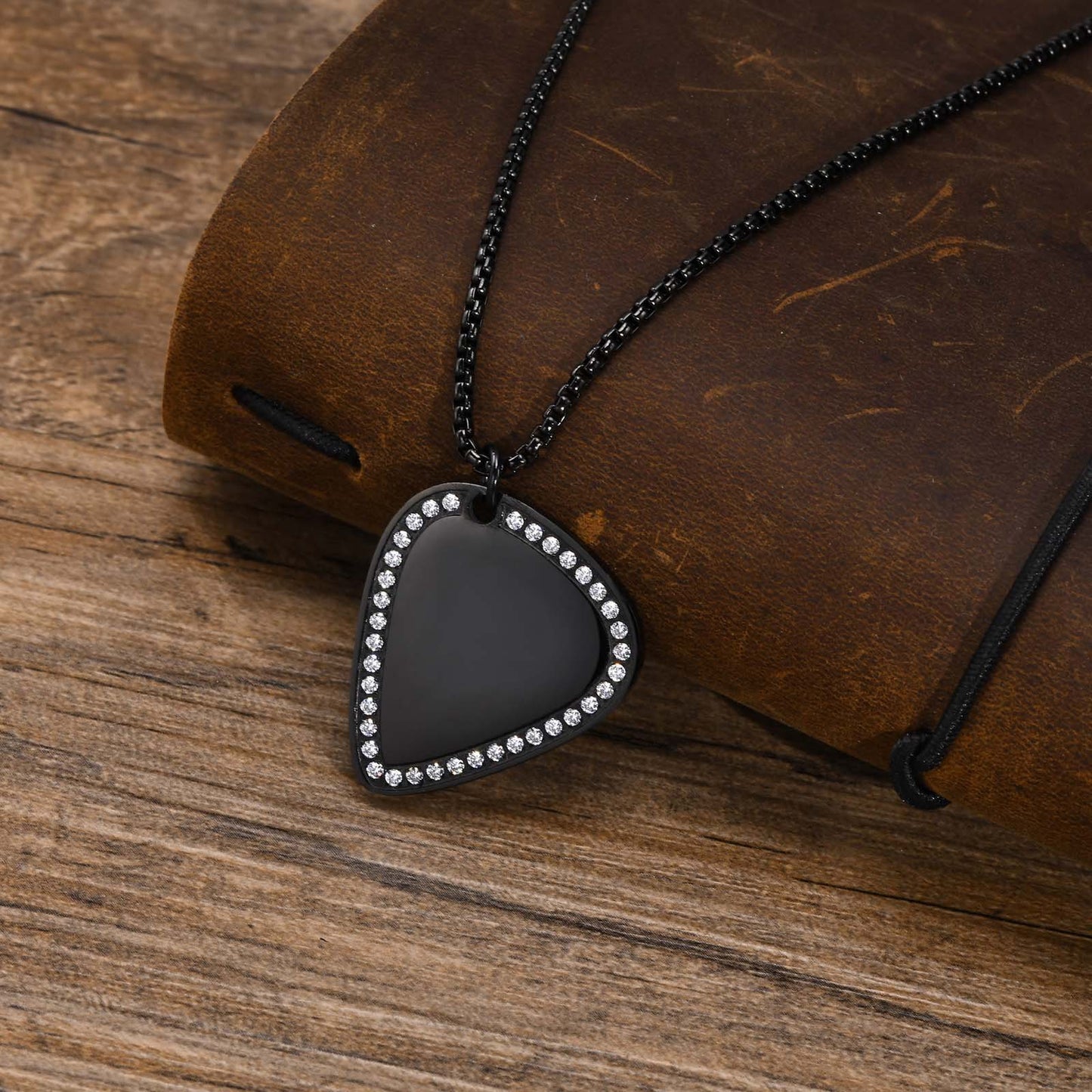Men's Fashion Accessories Stainless Steel Guitar Pendant Black