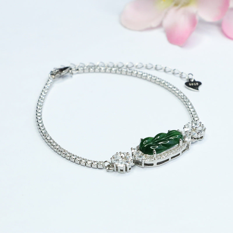 Green Jadeite Leaf Bracelet