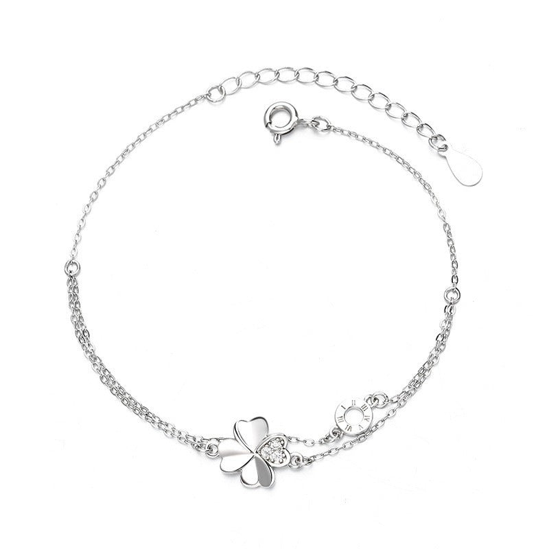 Planderful Sterling Silver Clover Bracelet For Women Elegant Giftable High End Accessory