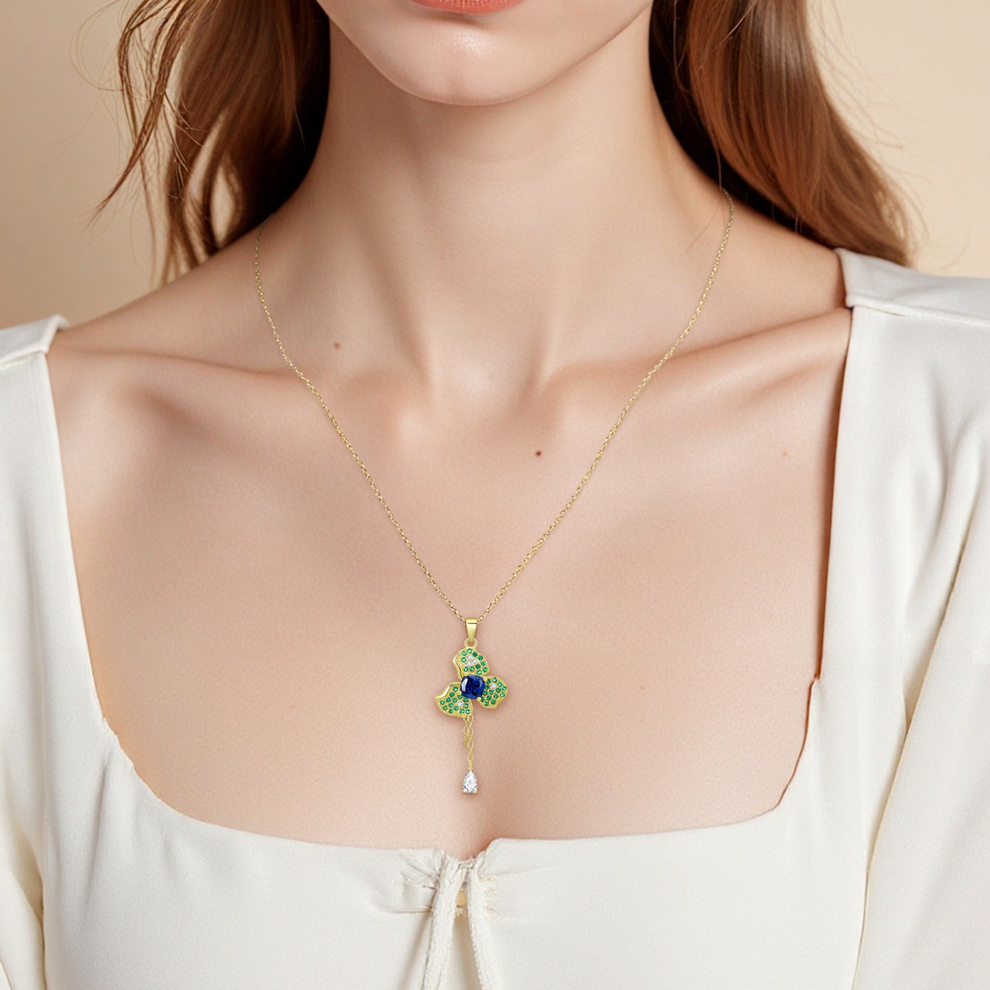 Planderful Everyday Genie – Personality Design Elegant Iris Necklace 925 Silver Gold Fashion Chain