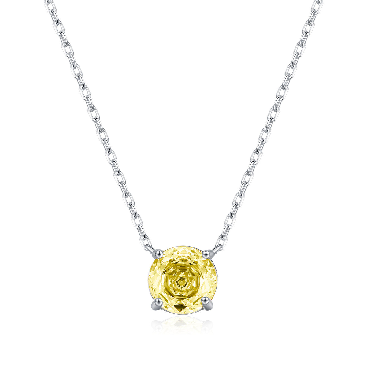 925 Sterling Silver Soft Yellow Rose-Cut Zircon Necklace