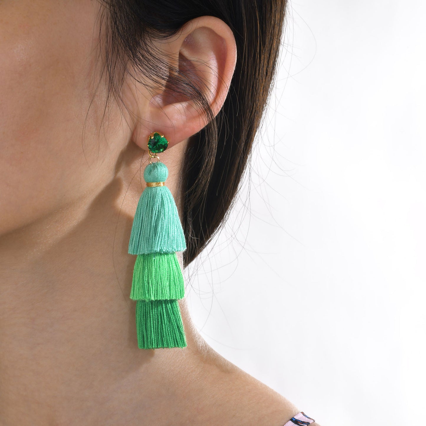 Various Stainless Steel Pomegranate Zircon Three-Color Earrings Women