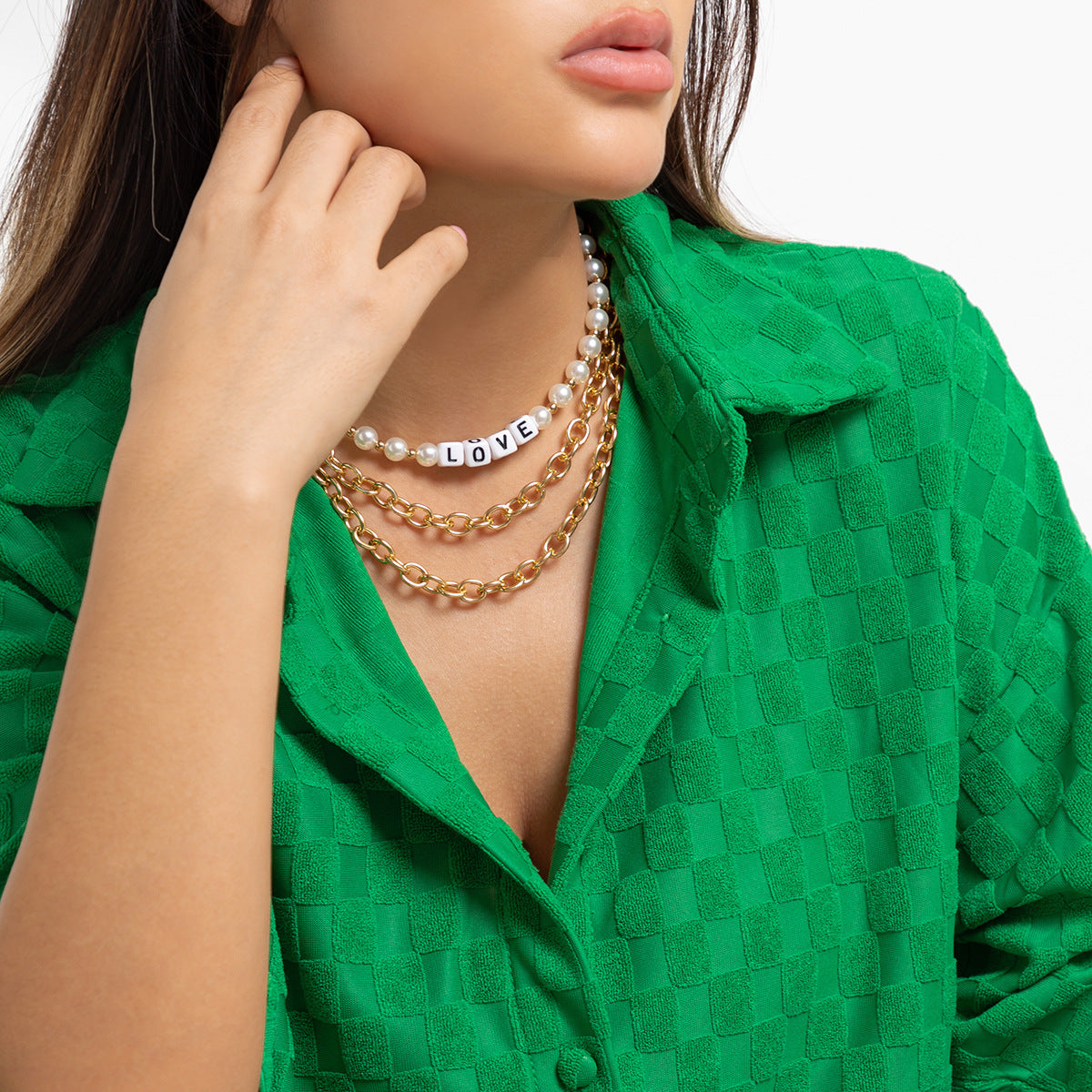 Planderful Collection Vienna Verve Layered Cross Necklace for Women Personalized Beaded Letter Pendant Bold Statement