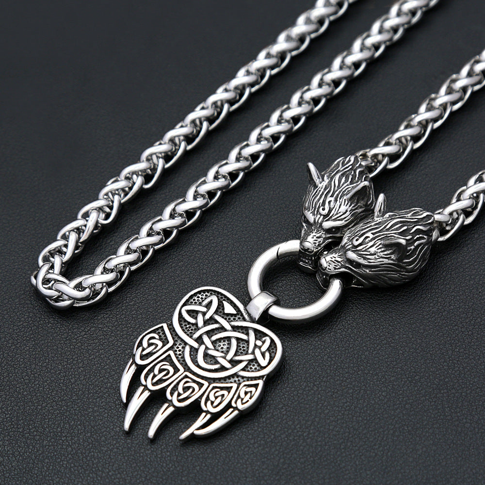 Viking Wolf Stainless Steel Men's Pendant Necklace
