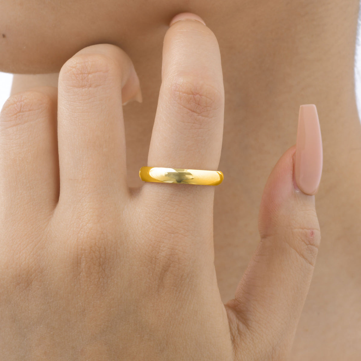 Stainless Steel Plain Ring Curved Gold Ladies