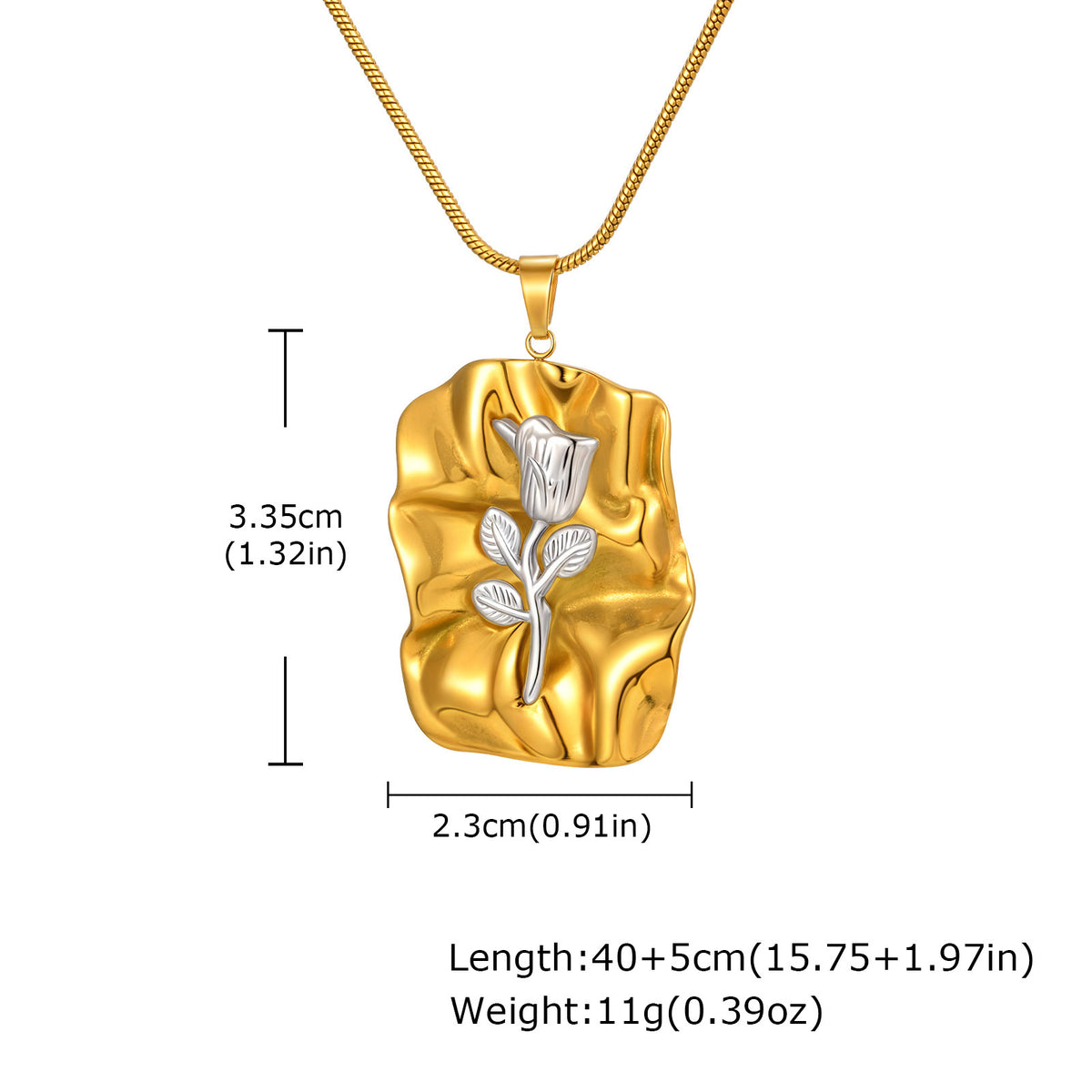 Rose Textured Stainless Steel Necklace
